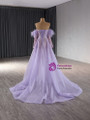Purple Tulle Sequins Prom Dress With Detachable Sleeve