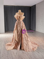Sexy Gold Sequins Strapless Split Prom Dress