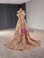 Sexy Gold Sequins Strapless Split Prom Dress