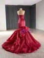 Burgundy Mermaid Strapless Prom Dress