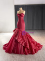 Burgundy Mermaid Strapless Prom Dress