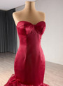 Burgundy Mermaid Strapless Prom Dress