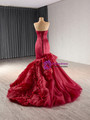 Burgundy Mermaid Strapless Prom Dress