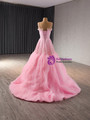 Pink Tulle Spaghetti Straps Pleats Beading Prom Dress
