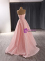 Pink Tulle Strapless Beading Prom Dress