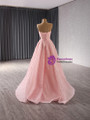 Pink Tulle Strapless Beading Prom Dress