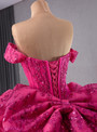 Fuchsia Sequins Off the Shoulder Bow Prom Dress