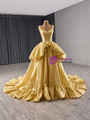 Gold Straps V-neck Prom Dress