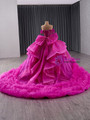 Fuchsia Tulle Beading Sequins Prom Dress