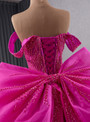 Fuchsia Tulle Beading Sequins Prom Dress