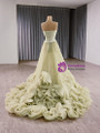 Green Tulle Strapless Pleats Prom Dress