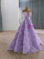 Fashion Purple Tulle Strapless Prom Dress