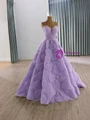 Fashion Purple Tulle Strapless Prom Dress