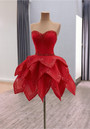 Red Ball Gown Sequins Beading Prom Dress With Detachable Hem