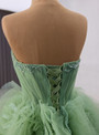 Green Tulle Pleats Sequins Beading Prom Dress