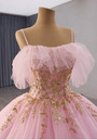 Pink Tulle Satin One Sequins Sequins Prom Dress