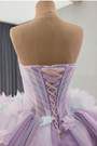 Light Purple Tulle Off the Shoulder Flower Prom Dress