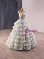 Blue Gray Tulle Tiers Spaghetti Straps Pleats Prom Dress