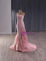 Pink Mermaid One Shoulder Split Prom Dress