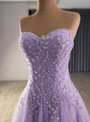 Purple Tulle Beading Sequins Prom Dress