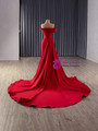 Red Mermaid Satin Pleats Beading Prom Dress