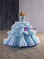 Sky Blue Strapless Tulle Sequins Beading Prom Dress