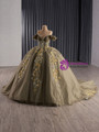 Dark Green Tulle Sequins Pearls Off the Shoulder Prom Dress