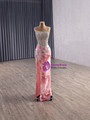 Pink Mermaid Strapless Tulle Crystal Split Prom Dress