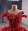 Red Ball Gown Sequins Beading Prom Dress