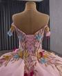 Pink Tulle Sequins Appliques Pleats Prom Dress