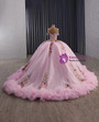 Pink Tulle Sequins Appliques Pleats Prom Dress