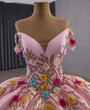 Pink Tulle Sequins Appliques Pleats Prom Dress