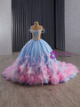 Blue Tulle Sequins Beading Prom Dress