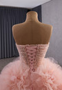 Pink Ball Gown Tulle 3D Flower Sequins Beading Prom Dress