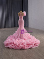 Pink Mermaid Sequins Split Prom Dress