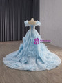 Blue Mermaid Sequins Beading Crystal Prom Dress