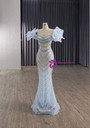 Blue Mermaid Sequins Beading Crystal Prom Dress