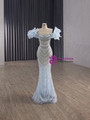 Blue Mermaid Sequins Beading Crystal Prom Dress