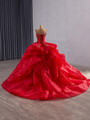 Red Ball Gown Straps Beading Sequins Prom Dress