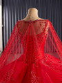 Red Ball Gown Straps Beading Sequins Prom Dress