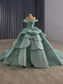 Green Ball Gown Sequins Off the Shoulder Prom Dress