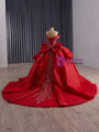Red Ball Gown Sequins Bow Prom Dress