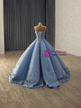 Ball Ball Gown Strapless Pearls 3D Appliques Prom Dress