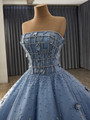 Ball Ball Gown Strapless Pearls 3D Appliques Prom Dress