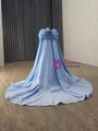 Blue Satin Sequins Prom Dress With Shawl