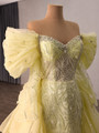 Yellow Mermaid Long Sleeve Sequins Prom Dress