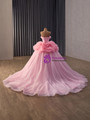 Fashion Pink Tulle Strapless Flower Prom Dress