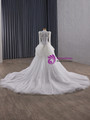 White Mermaid High Neck Tulle Lace Long Sleeve Wedding Dress
