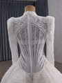 White Mermaid High Neck Tulle Lace Long Sleeve Wedding Dress