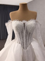 White Satin Lace Long Sleeve Wedding Dress